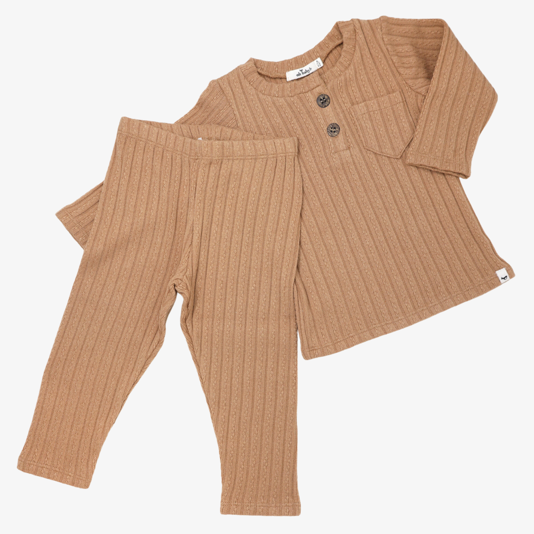 Cable Pocket Henley Set