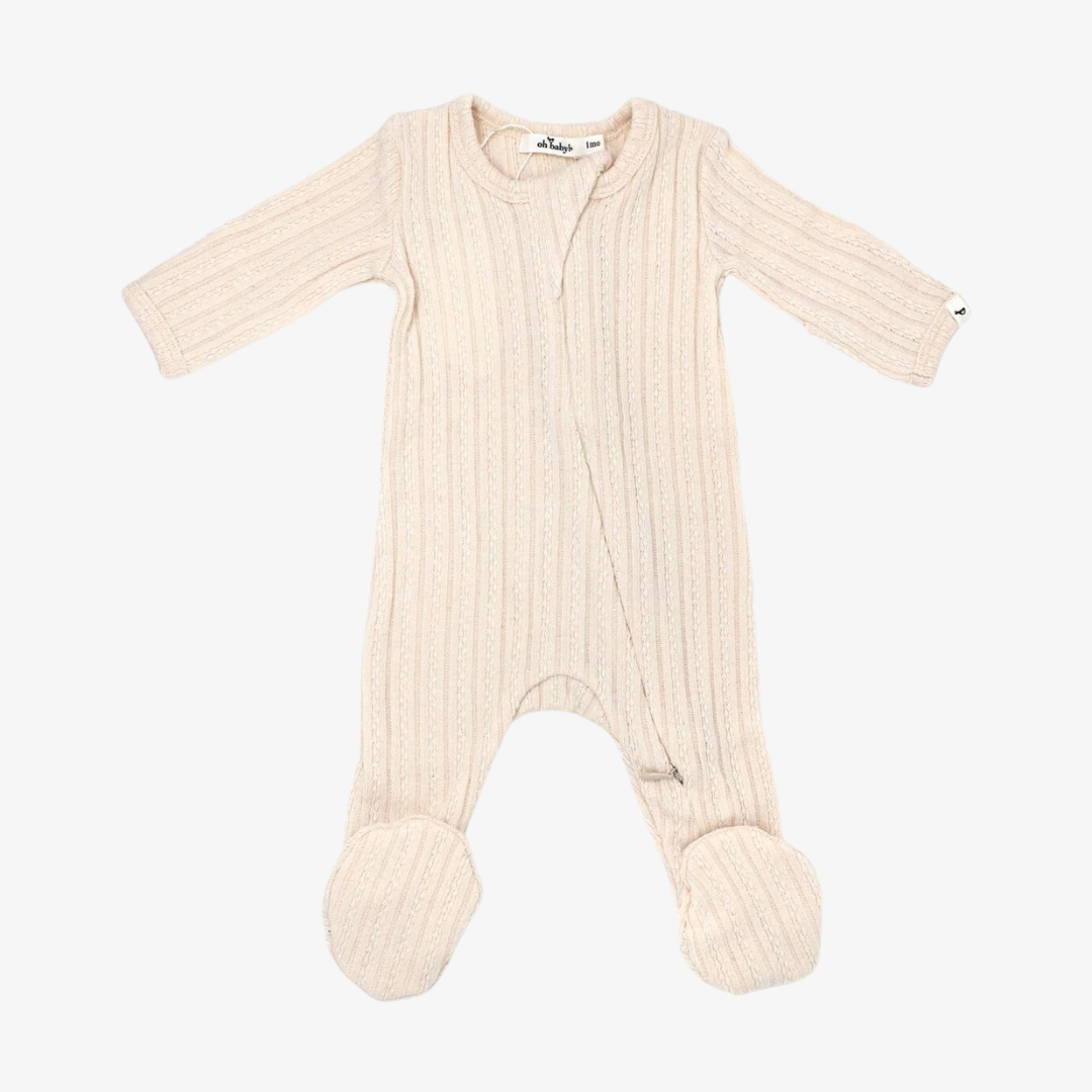 Cable Knit Zipper Footie