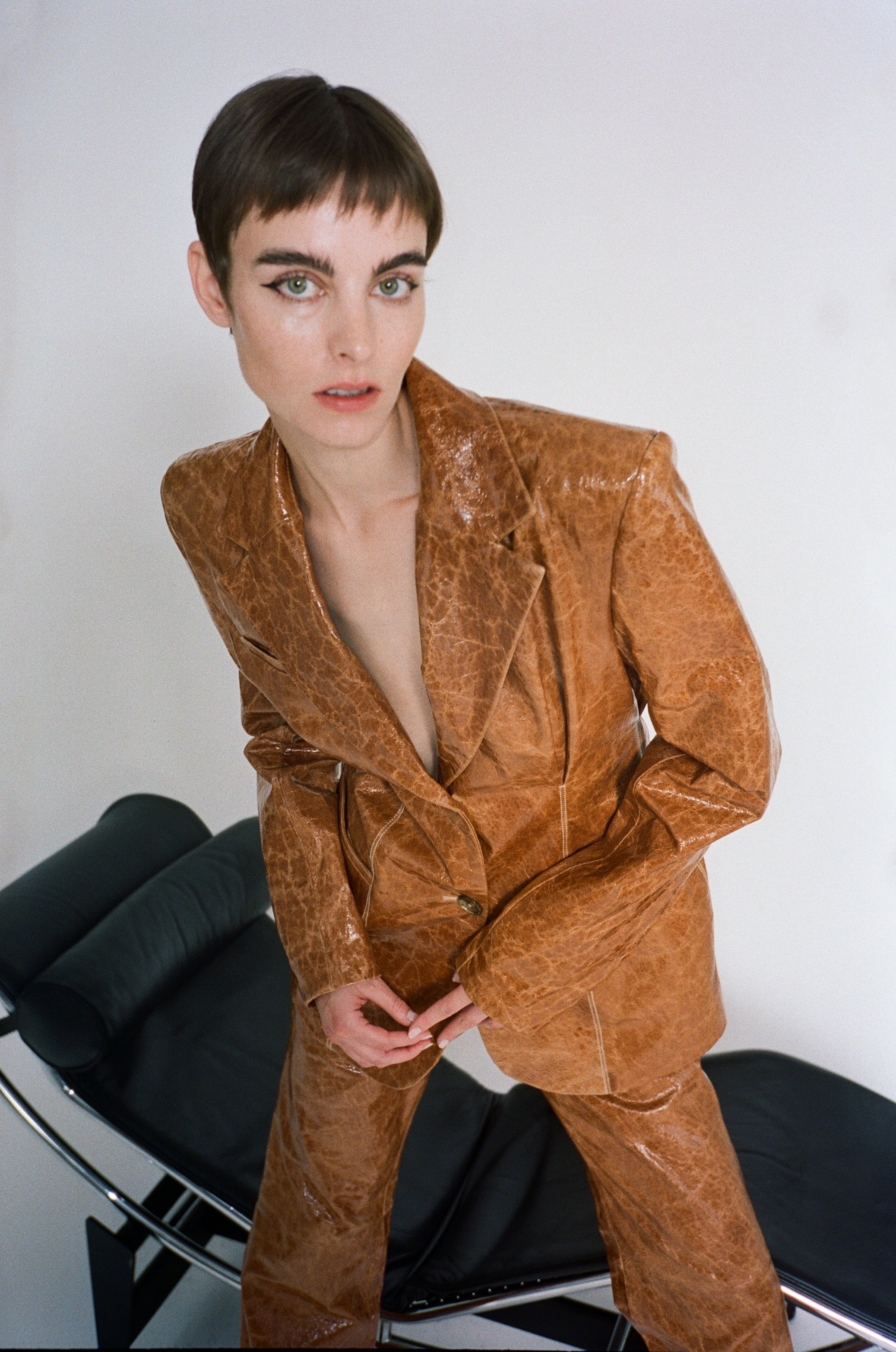 Crackle Leather Blazer