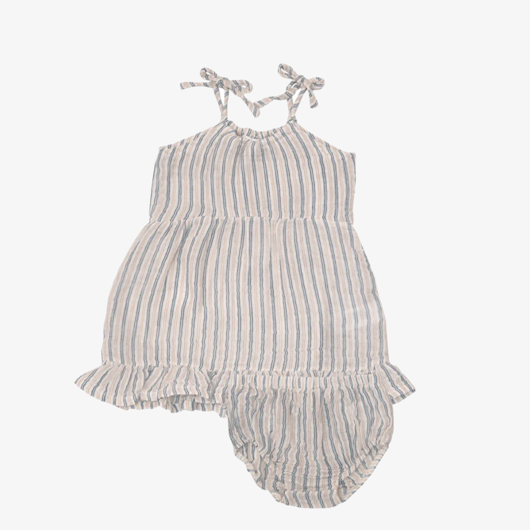 Twirly Tank Dress & Diaper Cover- NAVY CLAY