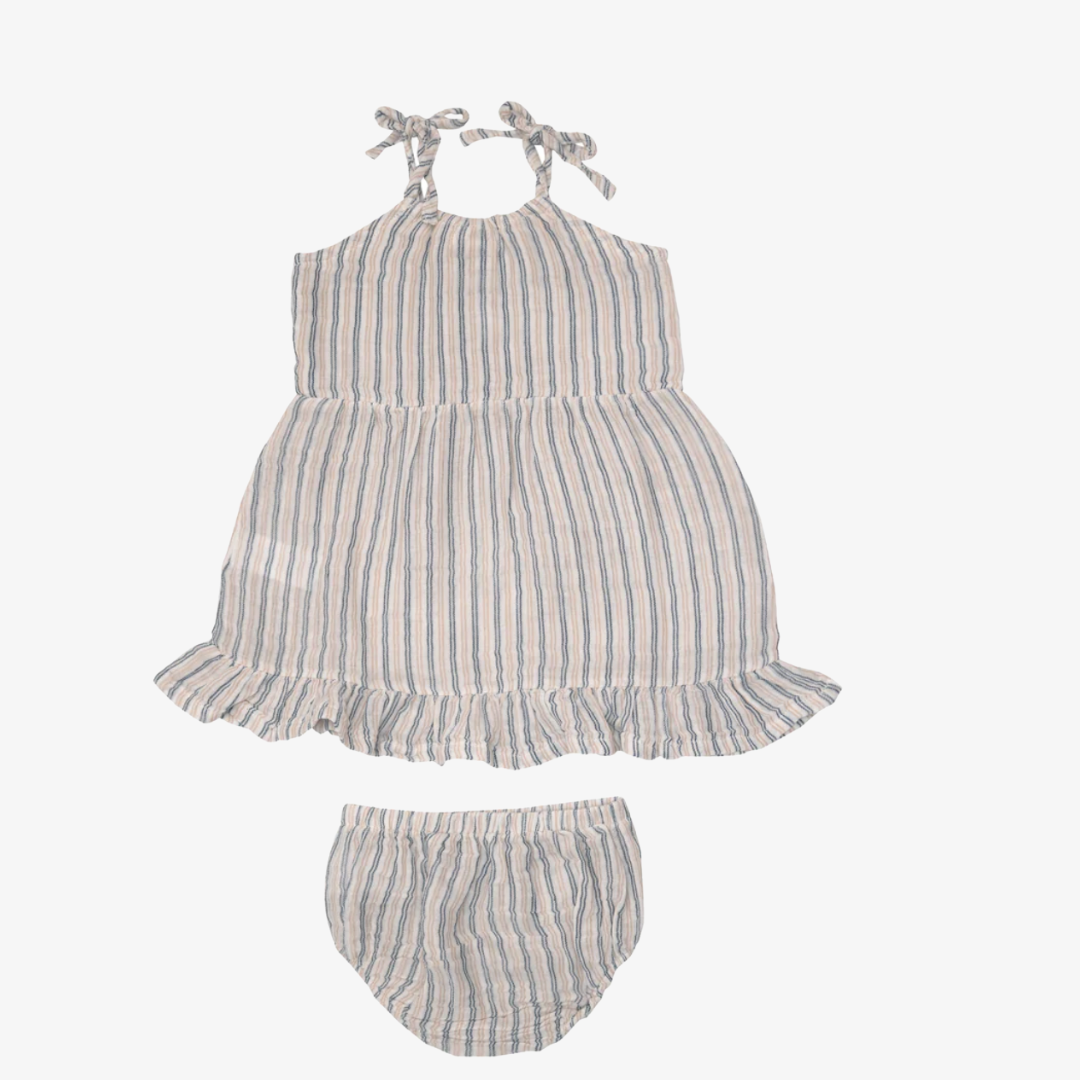 Twirly Tank Dress & Diaper Cover- NAVY CLAY