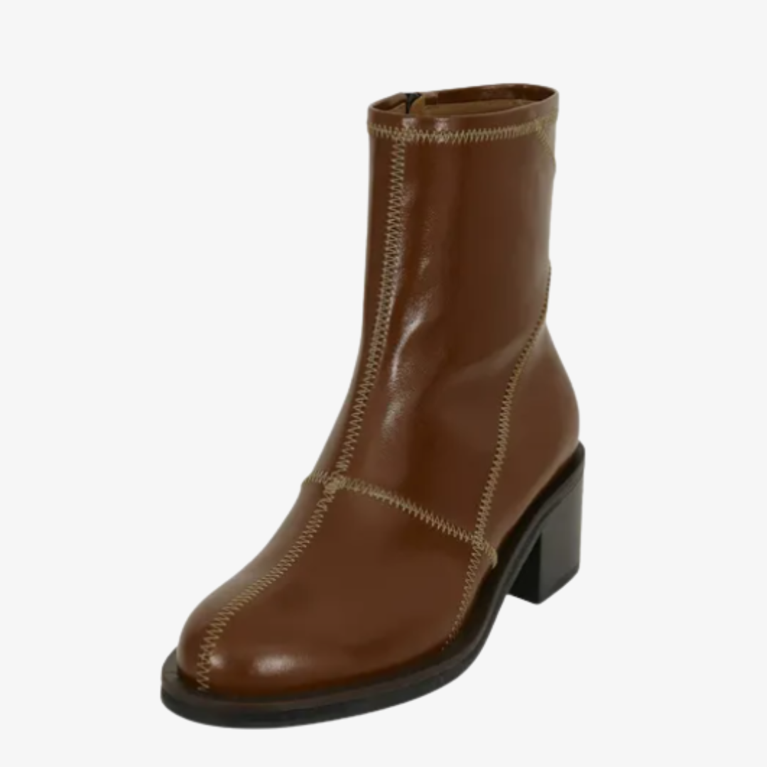 Zig-Zag Stitch Ankle Boots