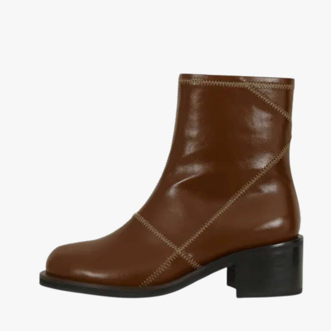 Zig-Zag Stitch Ankle Boots