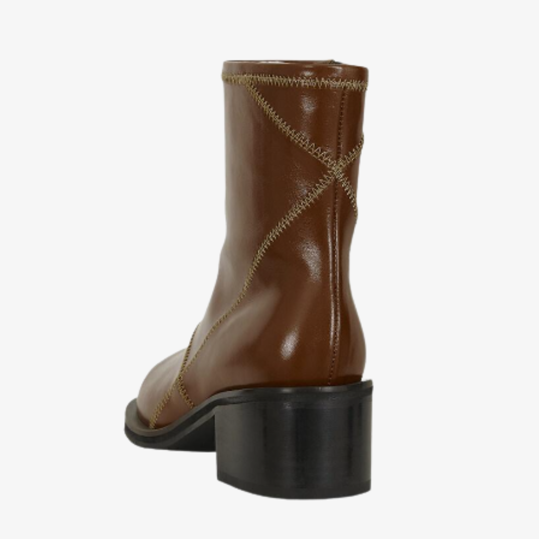 Zig-Zag Stitch Ankle Boots