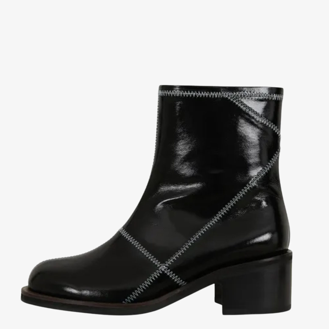 Zig-Zag Stitch Ankle Boots
