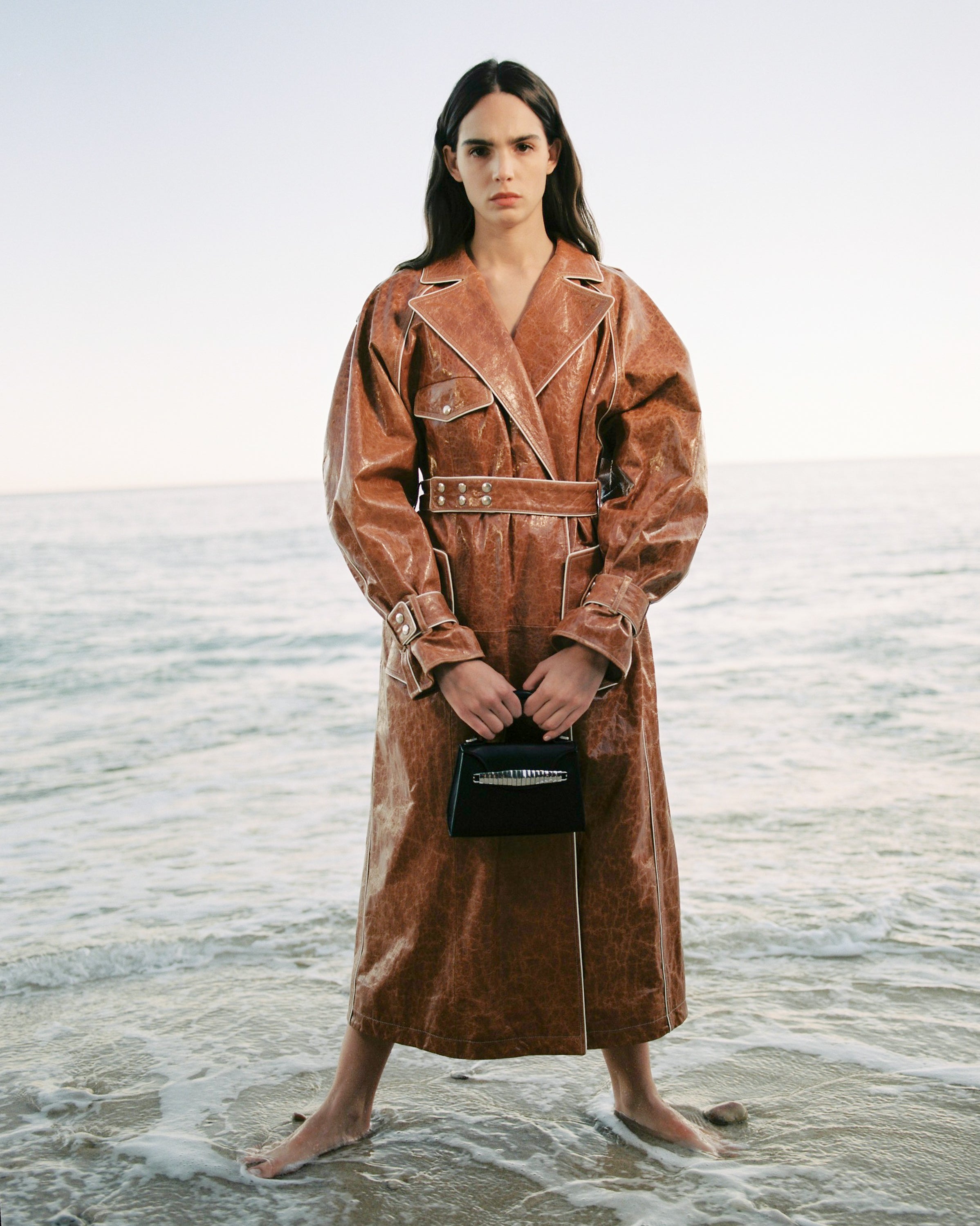 Crackle Leather Trench