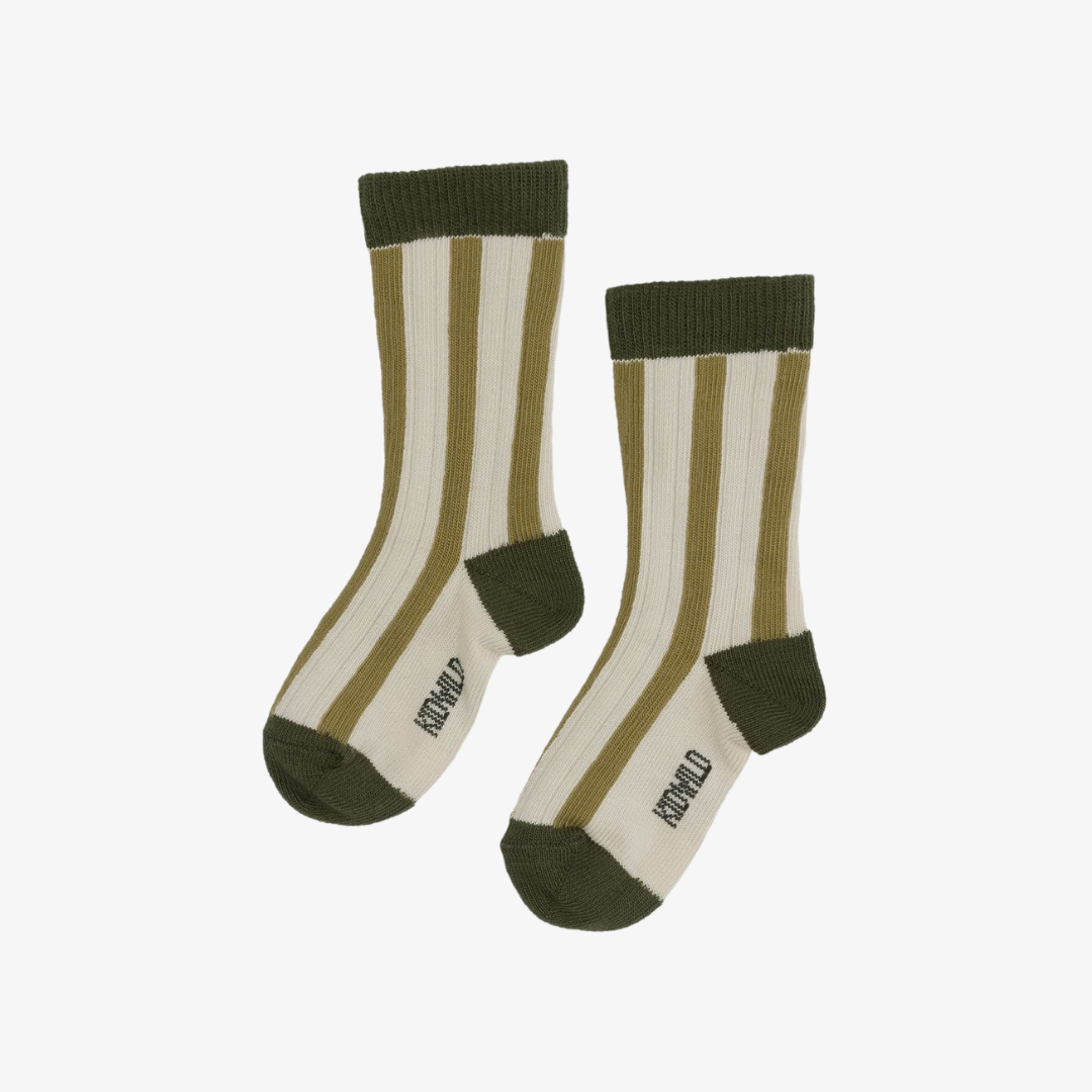 Organic Rib Knit Knee Socks - Bronze Stripe