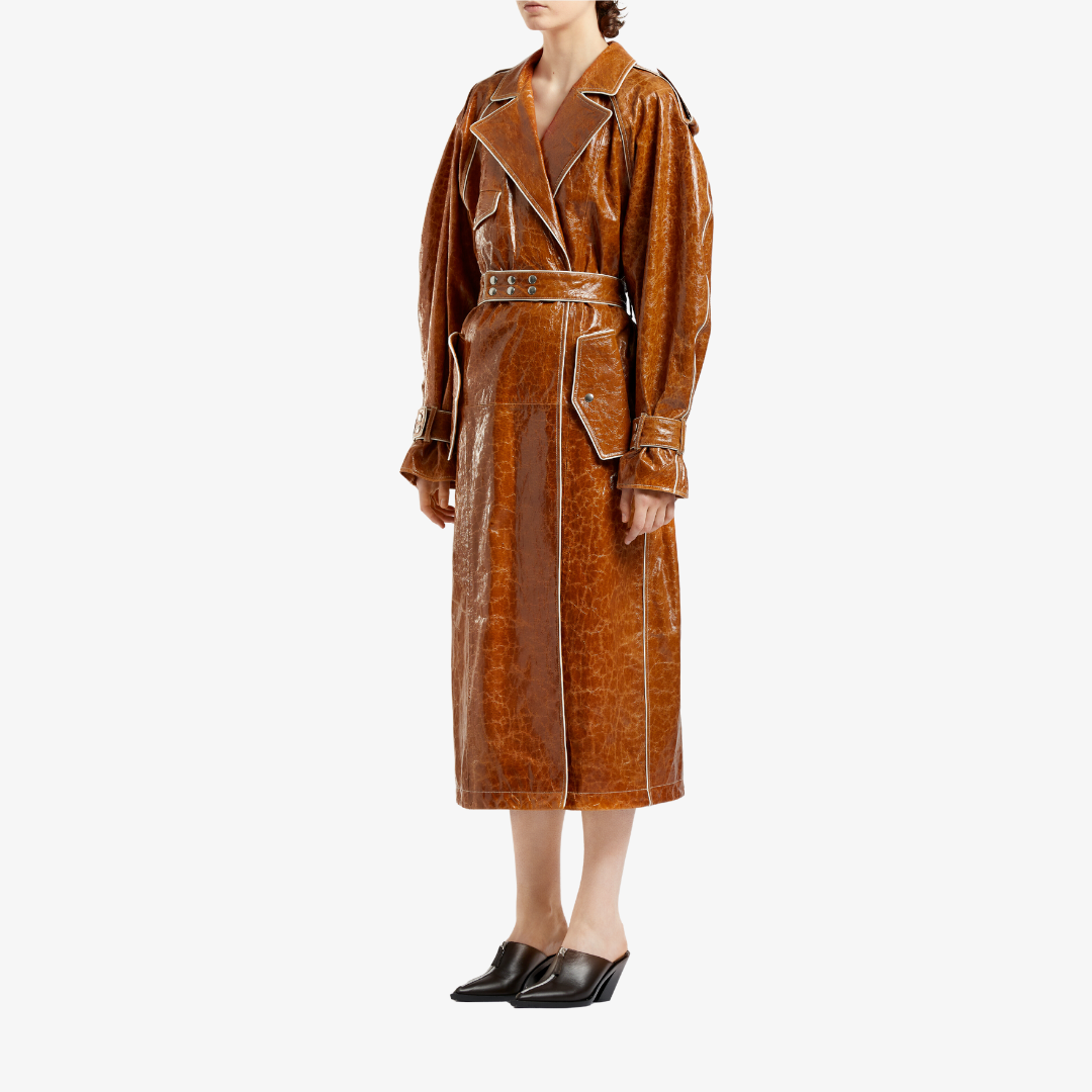 Crackle Leather Trench