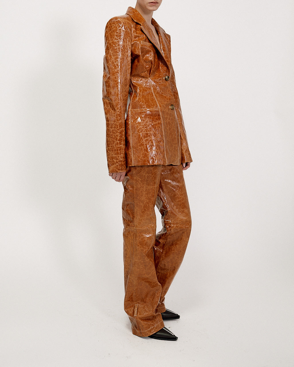 Crackle Leather Blazer