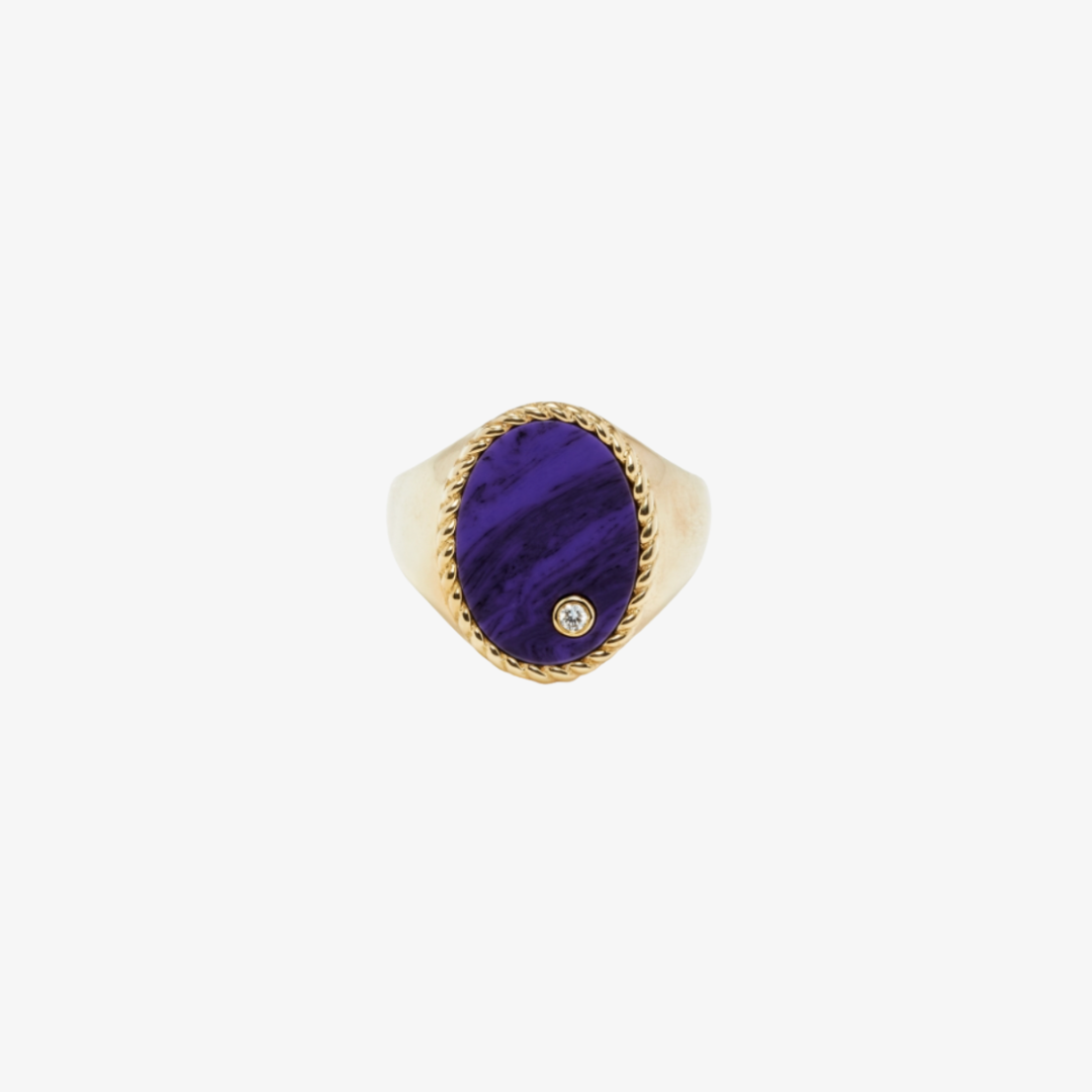 Chevaliere Oval Sugilite Signet Ring