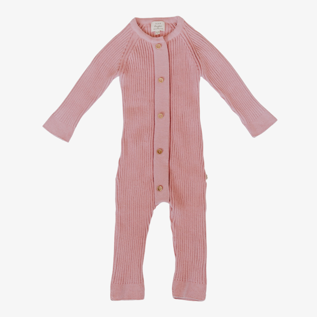 Organic Knit Romper with Magnetic Opening