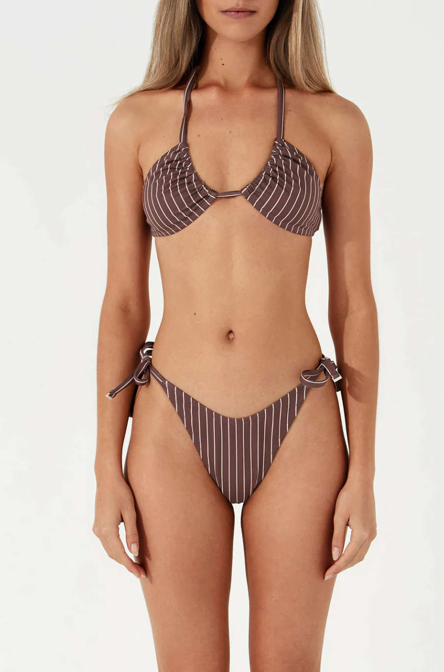 PLUM STRIPE CURVE TIE THONG