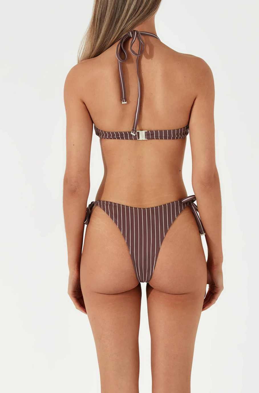 PLUM STRIPE CURVE TIE THONG