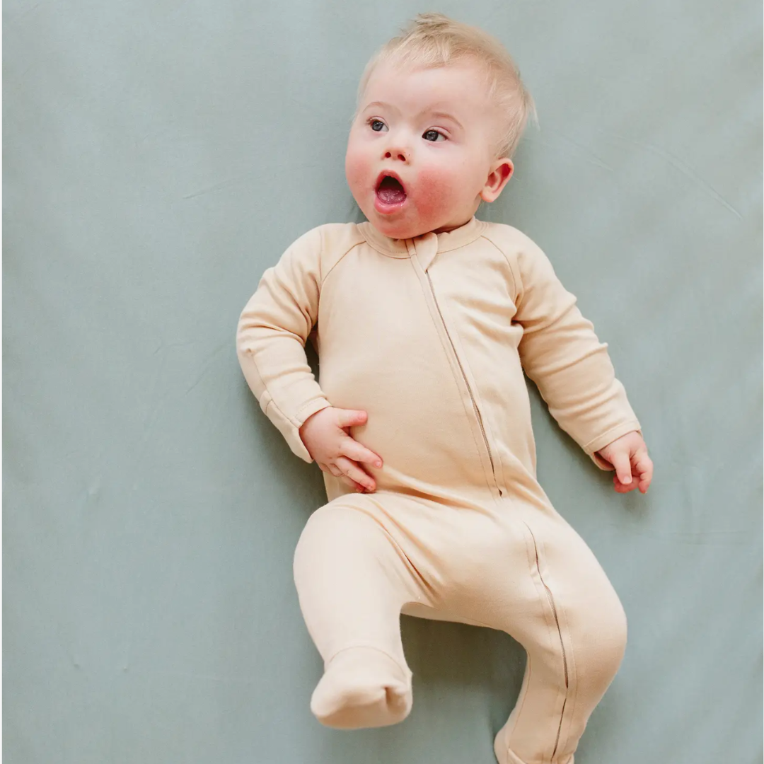 Viscose from Bamboo Organic Cotton Footie - Dune