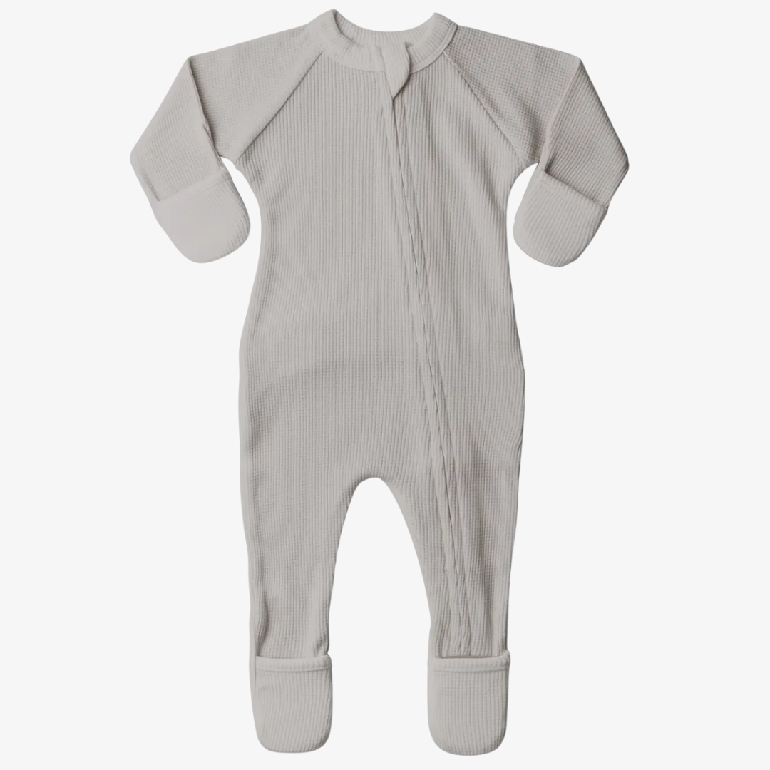 Thermal Viscose Organic Cotton Footie - Stone