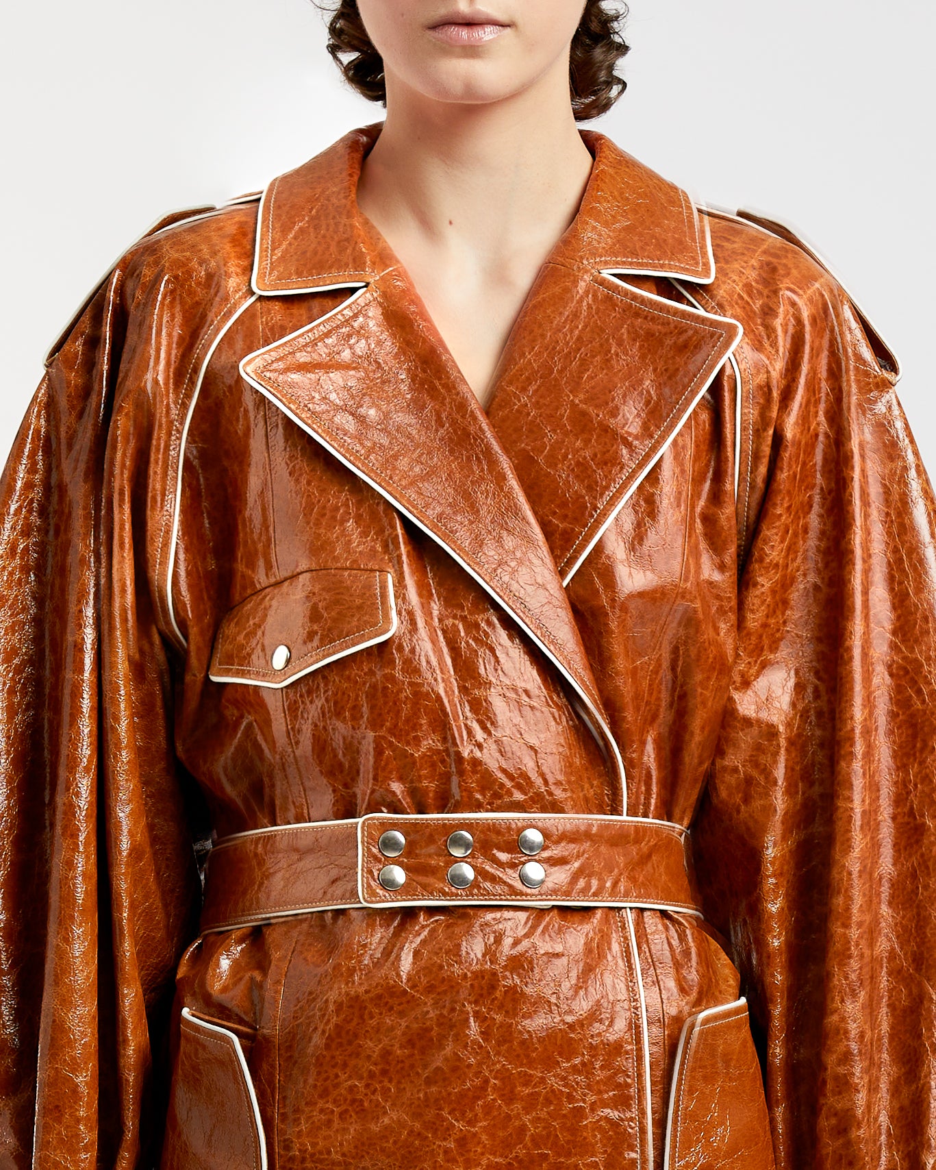 Crackle Leather Trench